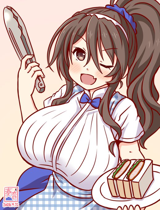 「お昼はカツサンドよ。
 もちろん、勝つ!験を担ぐのよ!」

#艦これ版真剣お絵描き60分一本勝負_20260422
#足柄 

遅刻+25分 
