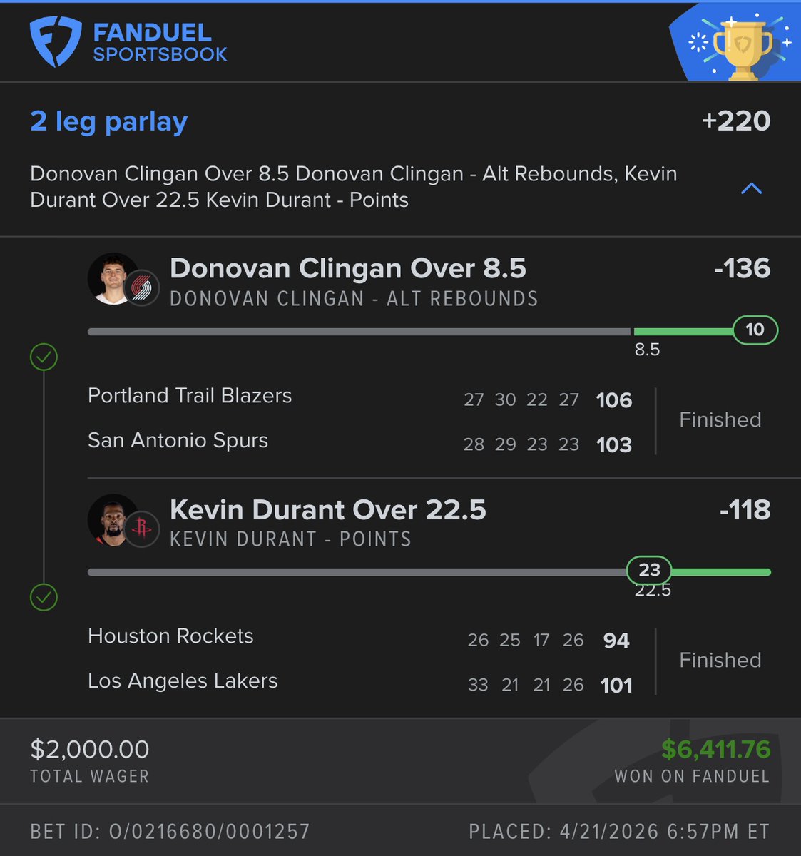 FlareGotLocks's tweet photo. Some cappers charging $300/mo went 0-for-5 last night.

The RWTW Premium slate? We cashed 3 parlays + our Play Of The Day. 🍽️

✅ +220 NBA
✅ LeBron 25+ Points
✅ +331 K's
✅ +314 4-leg hits

💰 $500 to 1 random follower who RT + Likes 💰

Follow @flaregotlocks — winner drawn tomorrow 8AM ET.

Receipts below. 50% off Premium in replies 👇🏽
