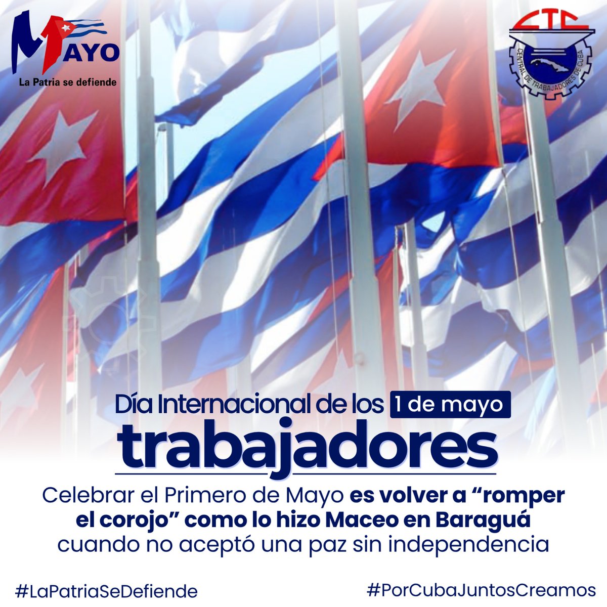 Viva el #1roDeMayo!!!! 🇨🇺 
Defender la Patria también es trabajar con unidad. #LaPatriaSeDefiende
#CubaEstáFirme 
<a href="/coralsacuba/">Corporación Alimentaria S.A</a> <a href="/minalcuba/">Ministerio de la Industria Alimentaria de Cuba</a>