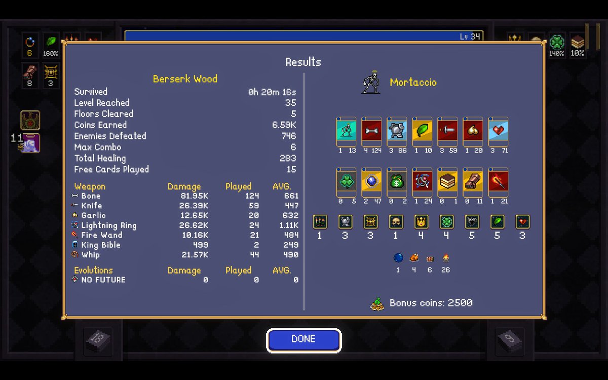 Mortaccio being one of the most OP characters in Vampire Crawlers was not on my bingo card. Bone Build basically let's you Gold Farm with him thanks to the Overrkill/Super Overkill. 

Still haven't broken the game but been discovering a lot of cool mechanics, getting close.