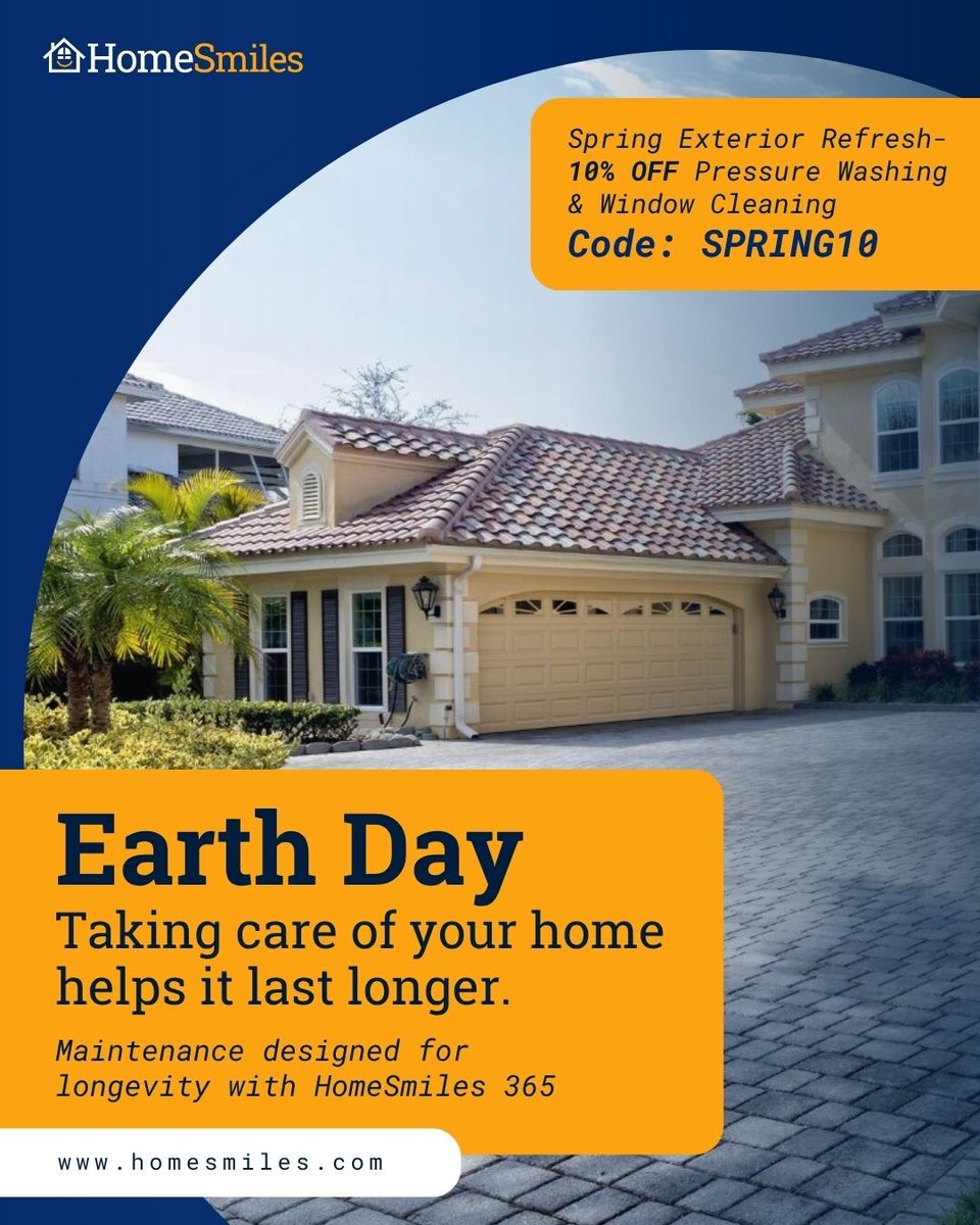 HSMetroHouston's tweet photo. Taking care of your home helps it last longer and run more efficiently. 🌎 HomeSmiles 365 is built to protect your investment with proactive care. Save 10% on Pressure Washing &amp; Window Cleaning with code: SPRING10.

Learn more about our service at https://t.co/W5iVtBuCzo https://t.co/Gu7DyOuG2n
