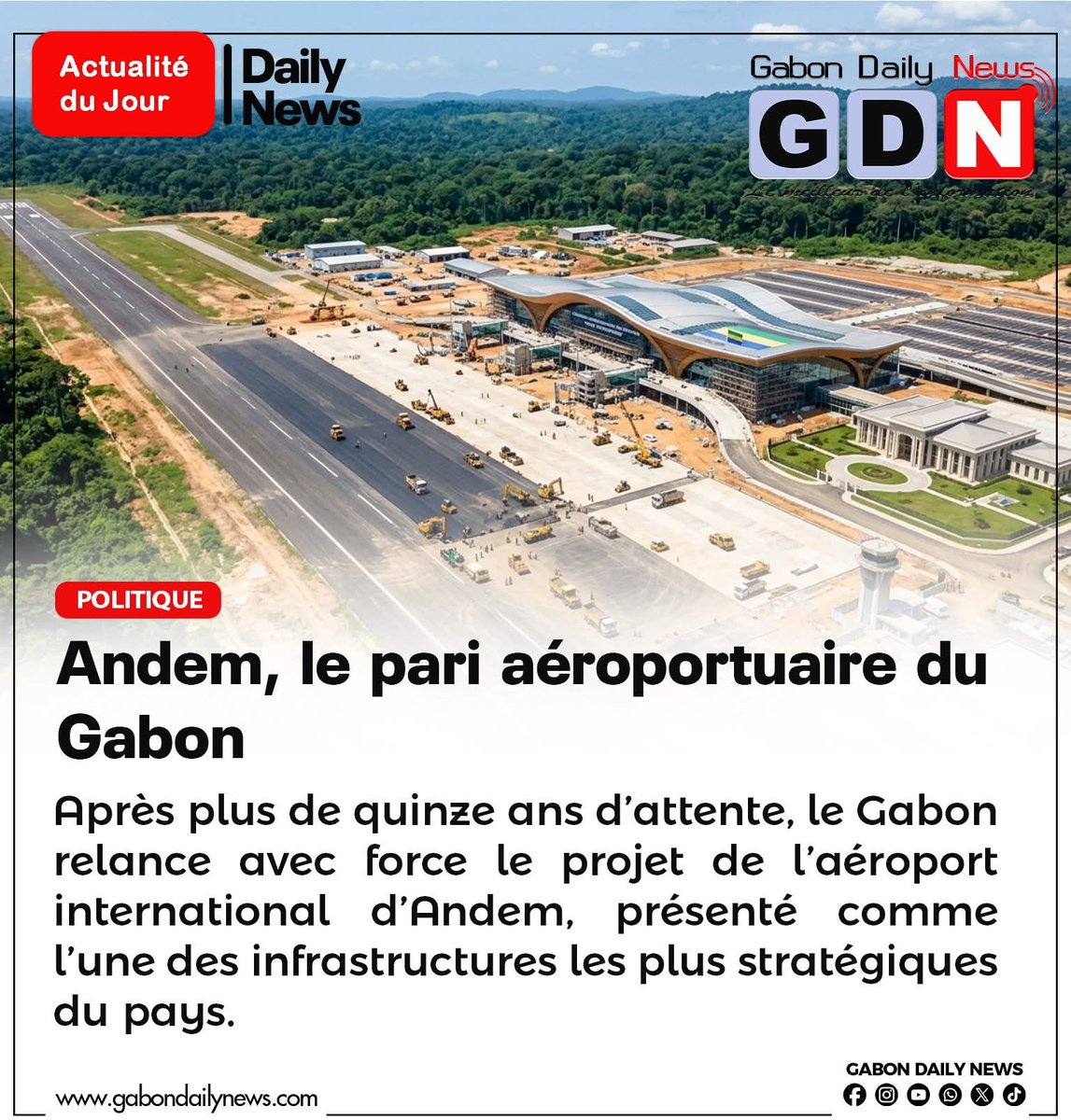 gdnews25's tweet image. [[ Actualité ]]

🔴Andem, le pari aéroportuaire du Gabon.

🔗fr.gabondailynews.com/public/index.p…

Suivez-nous sur WhatsApp : whatsapp.com/channel/0029Vb…

Gabon Daily News 
#GDN #follower #Gabon #andem #Aéroport #TransportAérien #Infrastructures #Développement #Modernisation #Connectivité