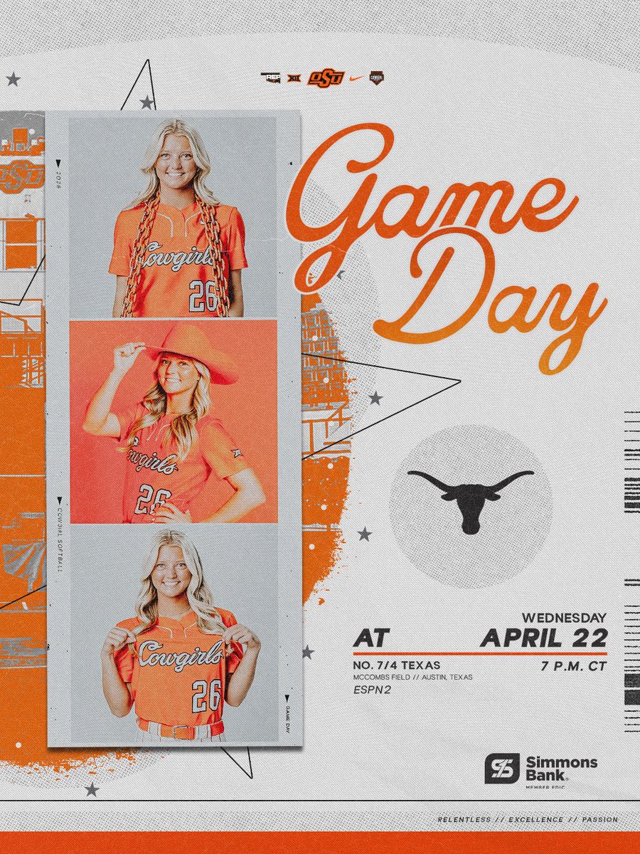 A rivalry renewed. 

🆚 No. 7/4 Texas
⏰ 7 p.m. CT 
📍 McCombs Field 
📺 ESPN2
📻 KGFY 105.5 FM or okla.st/getvarsity 
📊 okla.st/statbroadcast 

#GoPokes | <a href="/simmons_bank/">Simmons Bank</a> | <a href="/_RoseDavis2023/">Rosie Davis</a>
