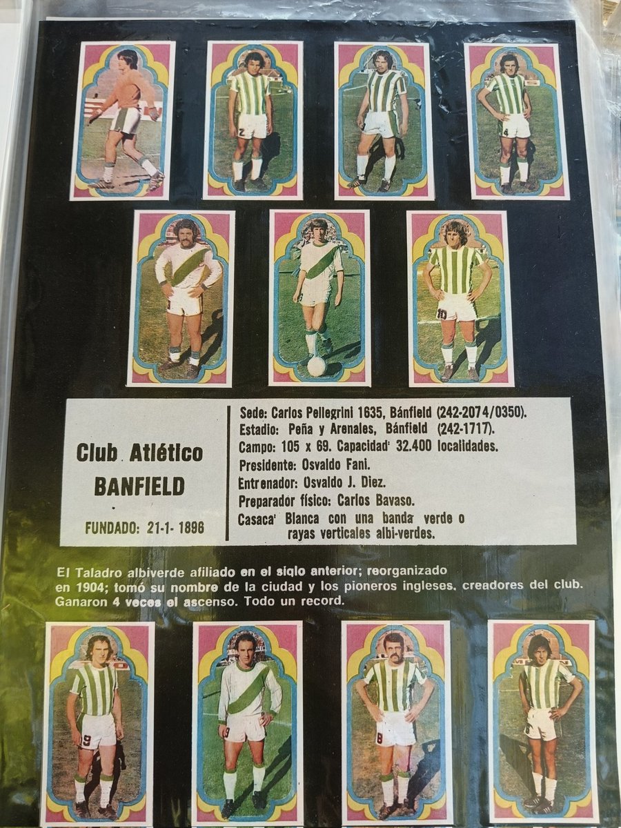 Equipo de #Banfield de 1975, publicación de la Casa Crack. Lo curioso de ese año es que había figuritas de Temperley y Argentinos Junior que no formaban parte del álbum.