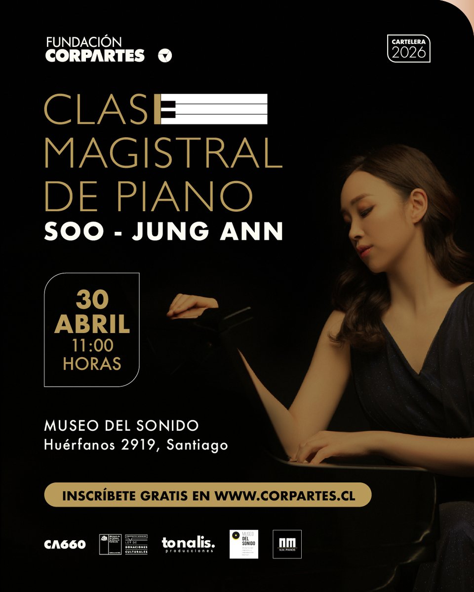 CorpArtes's tweet image. #GRATIS | ATENCIÓN, DÚOS DE PIANISTAS 🎹⏰
¿Conoces a pianistas que puedan estar interesados? Te invitamos a una Masterclass gratuita en @museodelsonido junto a Soo Jung Ann, pianista coreana.

🎟️Más info e inscripción: docs.google.com/forms/d/e/1FAI…

#Piano #Chile #Santiago #Corea