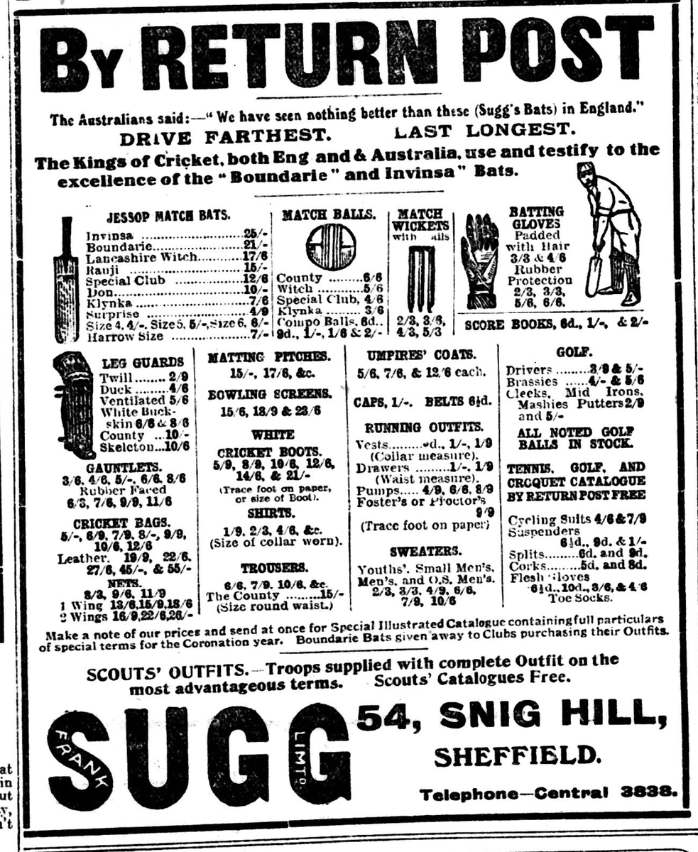 Dunsbyowl's tweet image. Sugg of #Sheffield advert from the Green 'Un April 1911