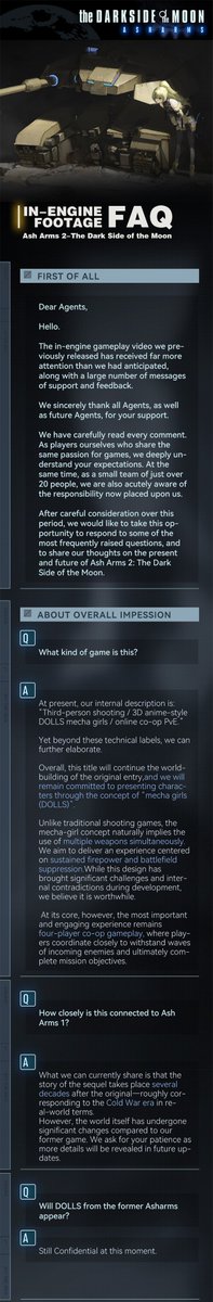 Asharms2_Staff's tweet photo. Hello from the dev team of Asharms2 - The Dark Side of the Moon.
Here is our latest teaser Q&A.
Please take a look below!

#Asharms2
#アシュア2