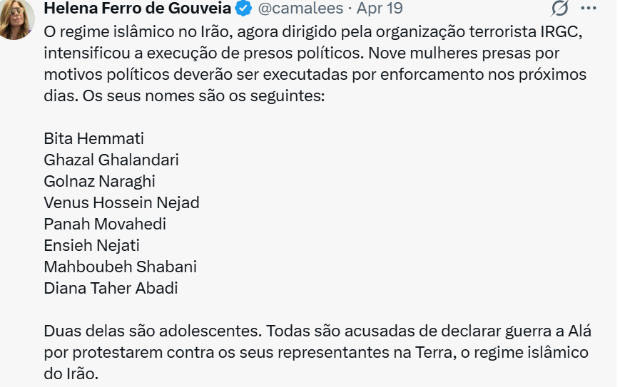 De manhã leio um tweet do Trump a dizer que o governo Iraniano está aniquilado, a tarde leio este. Como pode um governo aniquilado ser ainda mai repressivo do que era? Não sei em quem acreditar