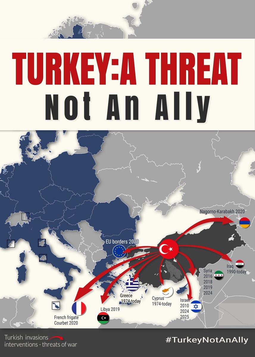 HistoryCyprus's tweet image. Well said, Mr. President 🇨🇾🇬🇷. 

Turkey poses a threat to Europe:

1. It illegally occupies EU territory.
2. It threatens our motherland Greece with war.
3. It weaponizes illegal immigration.
4. It threatens invasion against #Israel, an ally.

#Cyprus