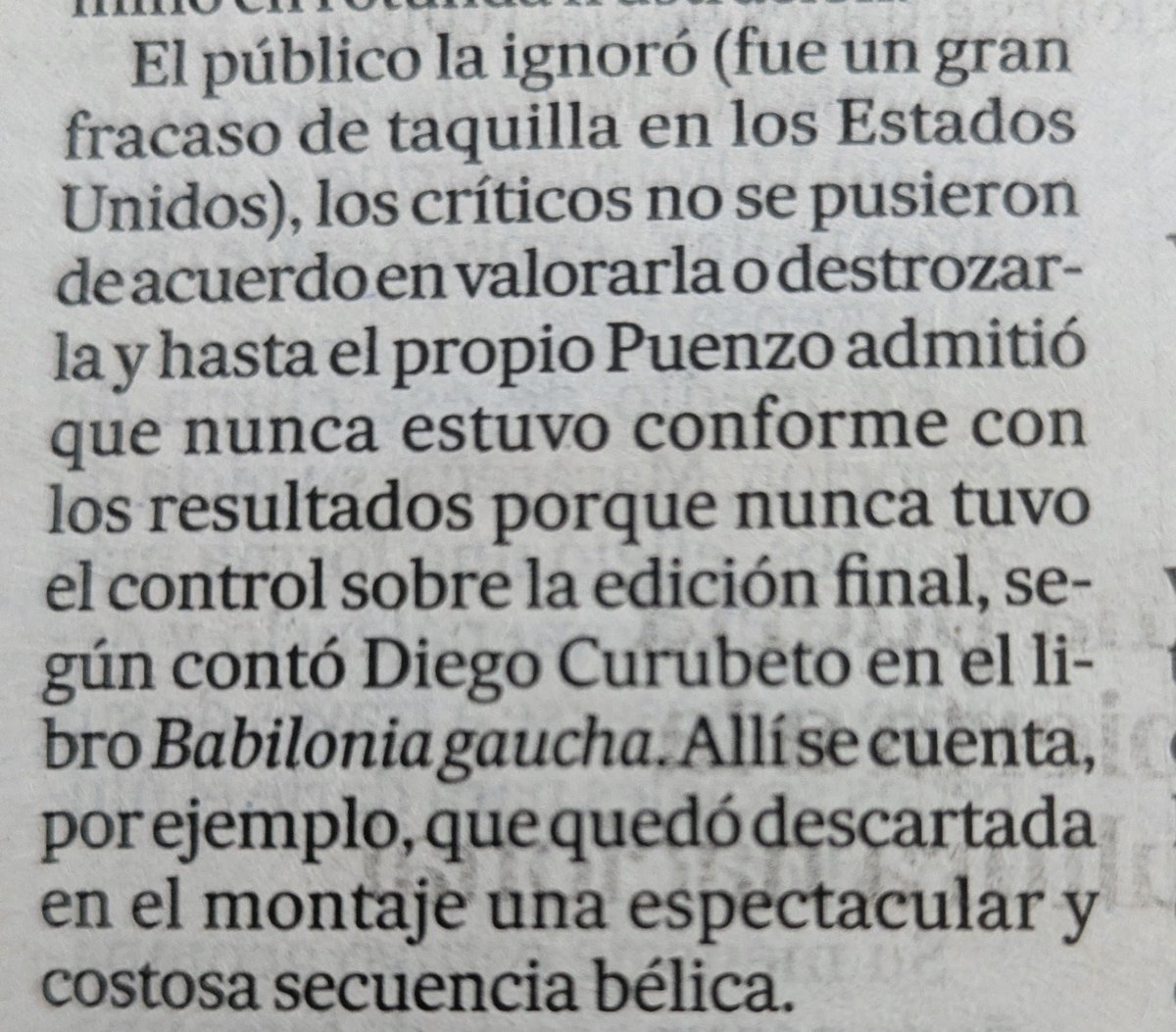 Un brindis por el gran Curubeto! (nota sobre Puenzo en La Nación de hoy)