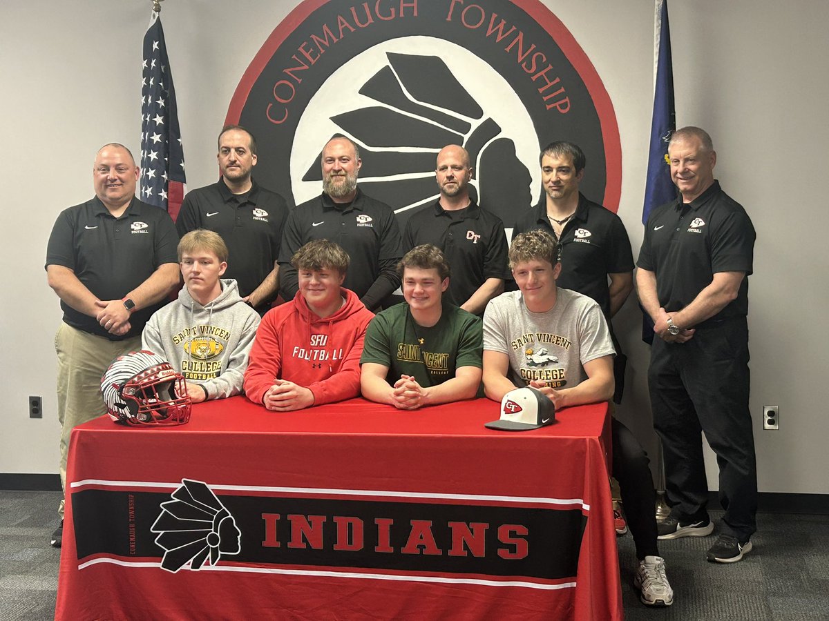 CtIndians's tweet photo. Monday 4 of our seniors committed to continue their athletic careers at the next level.

Josh Baker - Football - St Vincent
Jacob Bartis - Football - St Francis 
Aidan Burnworth - Swimming - St Vincent
Brennan Lohr - Football - St Vincent https://t.co/qlftiZppcj