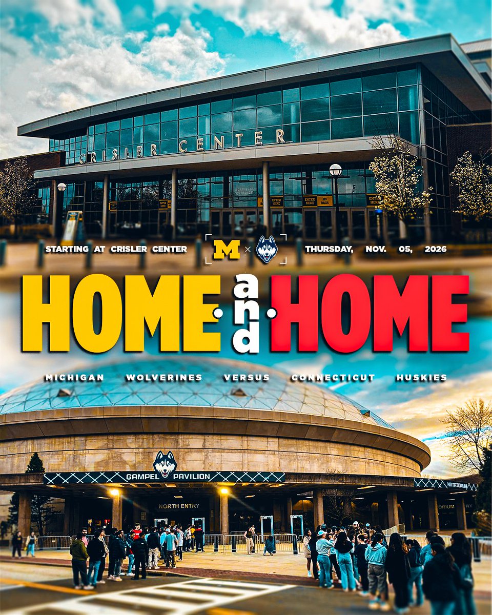 umichwbball's tweet image. Michigan will play a home-and-home series with UConn over the next two seasons, beginning next season in Ann Arbor on Thursday, Nov. 5 〽️

More: myumi.ch/g397V
Buy tickets: myumi.ch/Qw2P8

#GoBlue