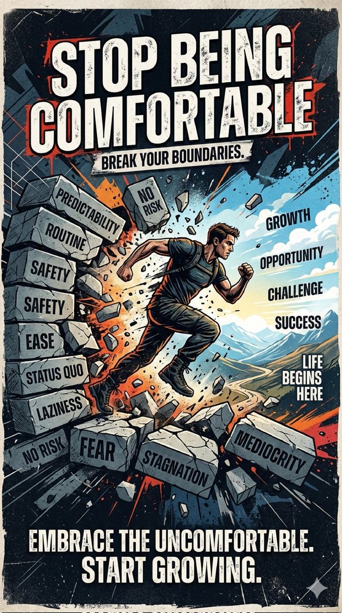 UrbanMind78's tweet image. Comfort keeps you safe.
Discomfort makes you grow.
Break your limits. Start leveling up. 🔥
#BreakComfortZone #GrowthMindset