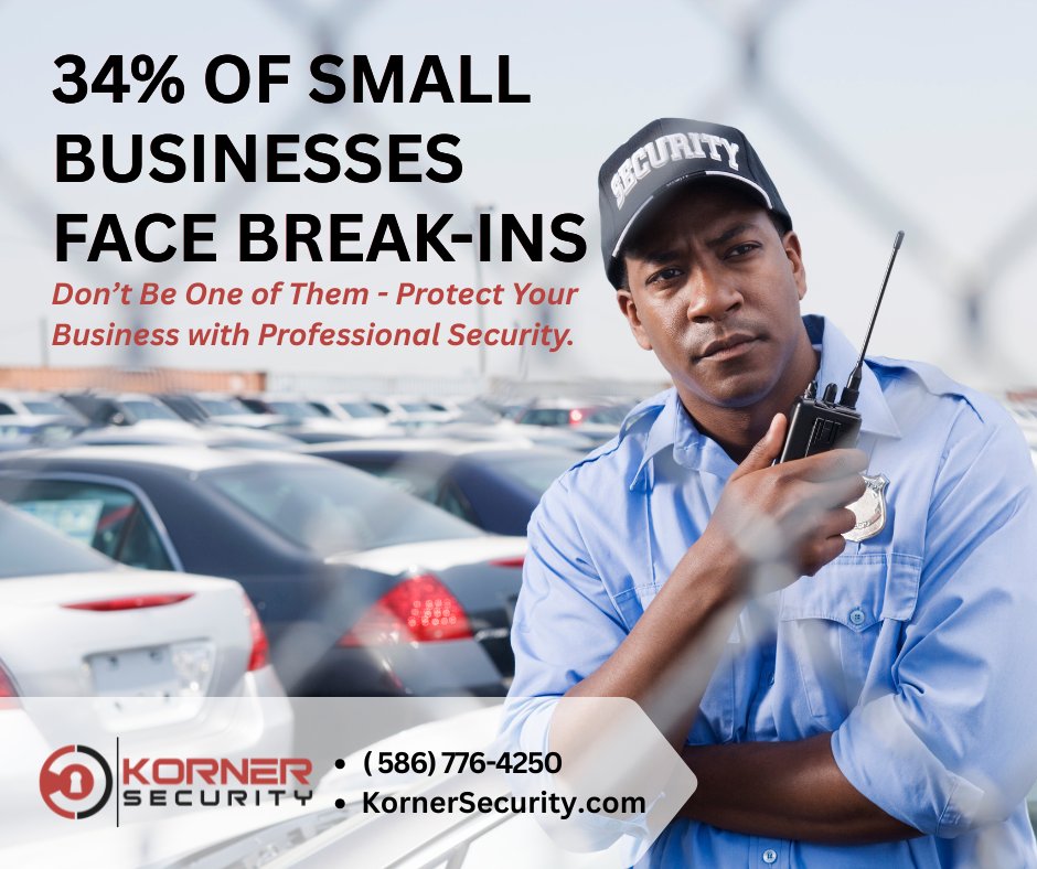 kornersecurity's tweet image. 🚨Commercial break-ins affect roughly 34% of small businesses annually. Don’t leave your business vulnerable. A visible security presence can deter crime and protect your livelihood before it happens.
#BusinessSecurity #CrimePrevention #KornerSecurity