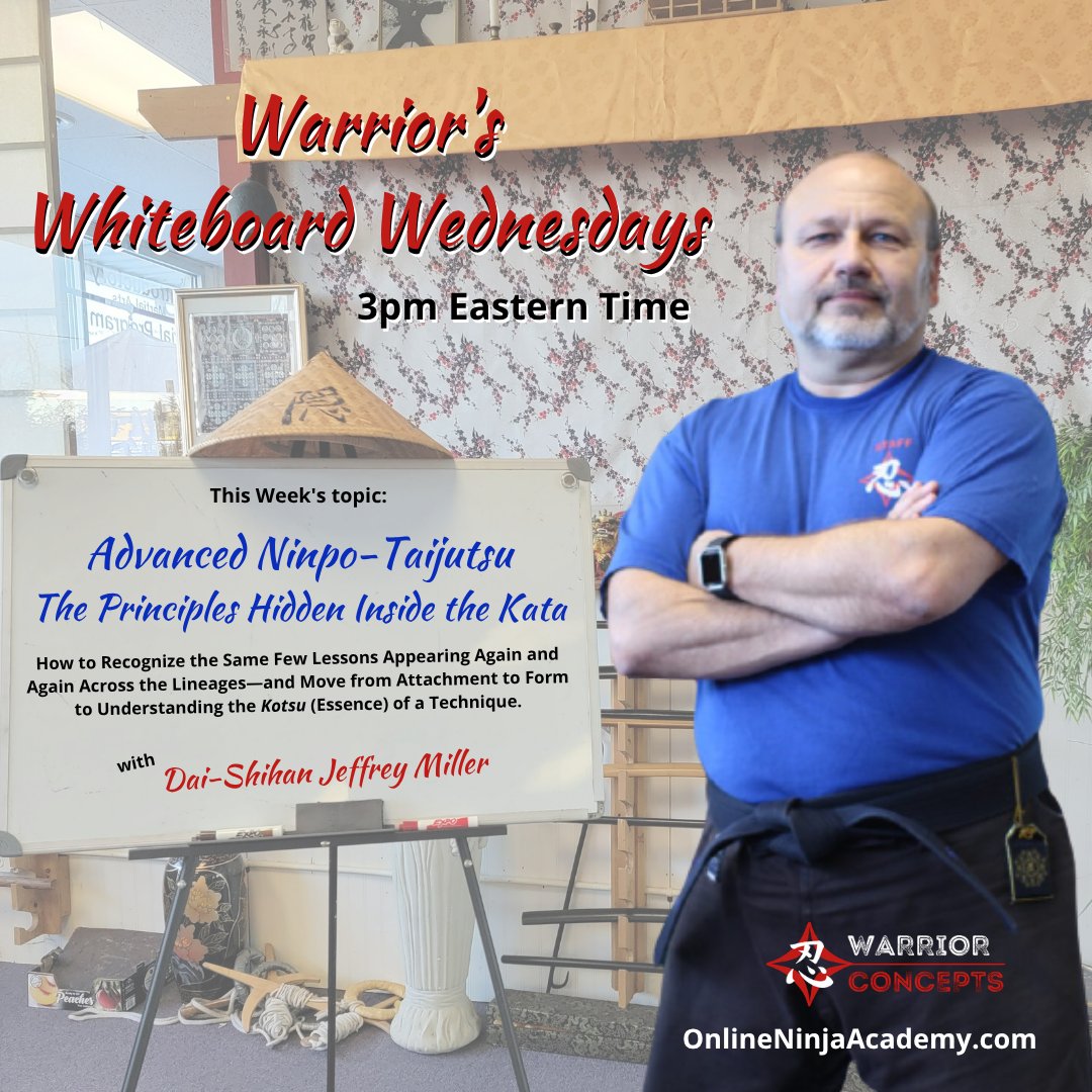 Kage36's tweet photo. What if the same few principles appear in at least 70% of the techniques across the Bujinkan's 9 lineages?

Today’s WWBW is about learning to see what the kata is really trying to teach.

LIVE at 3pm Eastern.

👉 https://t.co/EZGGrA6ufo

#ninjutsu #martialarts #selfdefense https://t.co/Wg5DPjLfZU