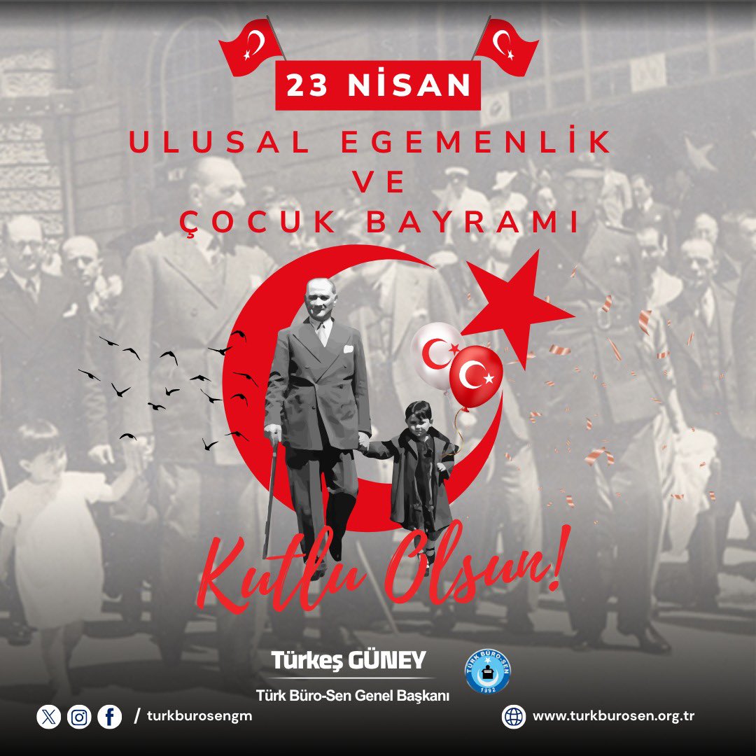 TurkesGuney's tweet photo. 📌 23 Nisan Ulusal Egemenlik ve Çocuk Bayramı; başta Gazi Mustafa Kemal Atatürk olmak üzere, millet iradesini esas alan büyük bir mücadelenin, bağımsızlık ruhunun ve yarınlara duyulan sarsılmaz inancın en anlamlı simgelerinden biridir. Türkiye Büyük Millet Meclisi’nin açılışıyla egemenliğin kayıtsız şartsız millete ait olduğu tüm dünyaya ilan edilmiş; Atatürk’ün bu kutlu günü çocuklara armağan etmesiyle de geleceğimizin teminatı olan evlatlarımıza duyulan güven en güçlü şekilde ortaya konulmuştur.

📌 23 Nisan; yalnızca bir bayram değil, aynı zamanda milli birlik ve beraberliğimizin, umutlarımızın ve ortak geleceğimizin de ifadesidir. Çocuklarımızın çağdaş, özgüvenli, vatanını seven ve sorumluluk sahibi bireyler olarak yetişmesi; Atatürk’ün bizlere bıraktığı en kıymetli emanetlerden biridir. Bu vesileyle başta Gazi Mustafa Kemal Atatürk ve silah arkadaşları olmak üzere, milli iradenin tecellisi için emek veren tüm kahramanlarımızı rahmet, minnet ve şükranla anıyor; tüm çocuklarımızın 23 Nisan Ulusal Egemenlik ve Çocuk Bayramı’nı yürekten kutluyoruz.