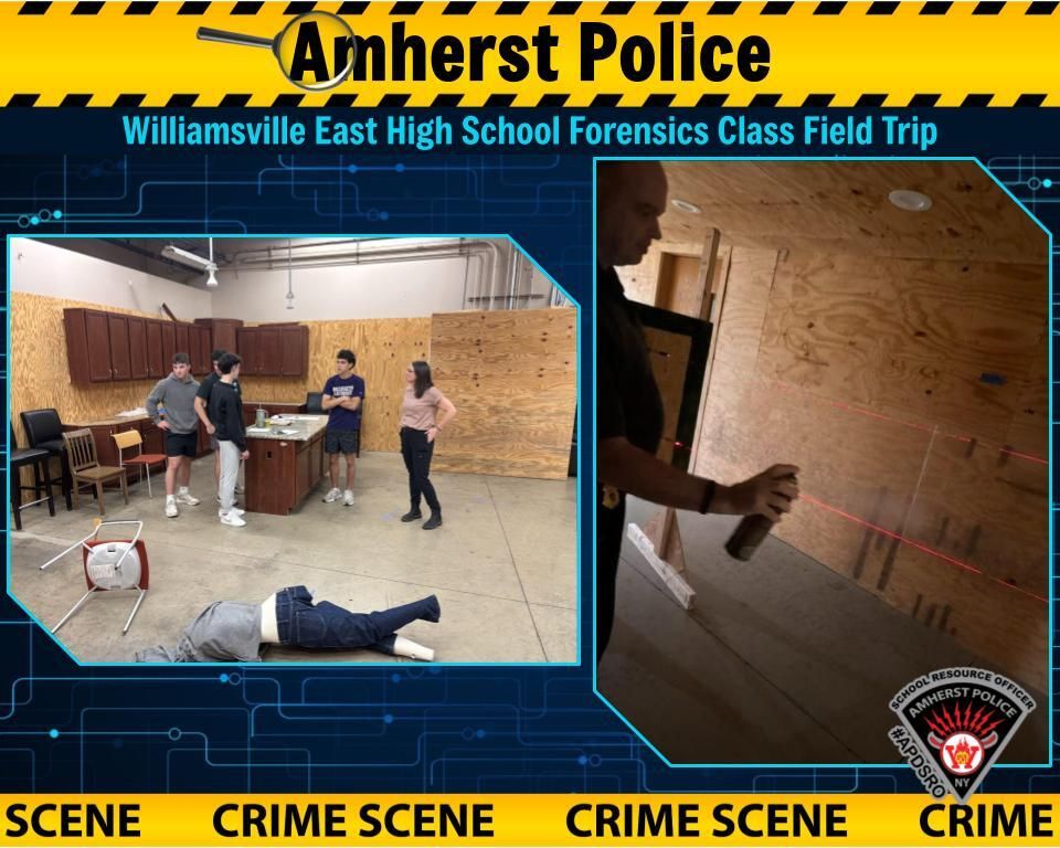 amherstpoliceny's tweet image. [AMHERST POLICE, NY] -- Williamsville East High School Forensics Class Field Trip.

#AmherstPoliceNY #APDSRO