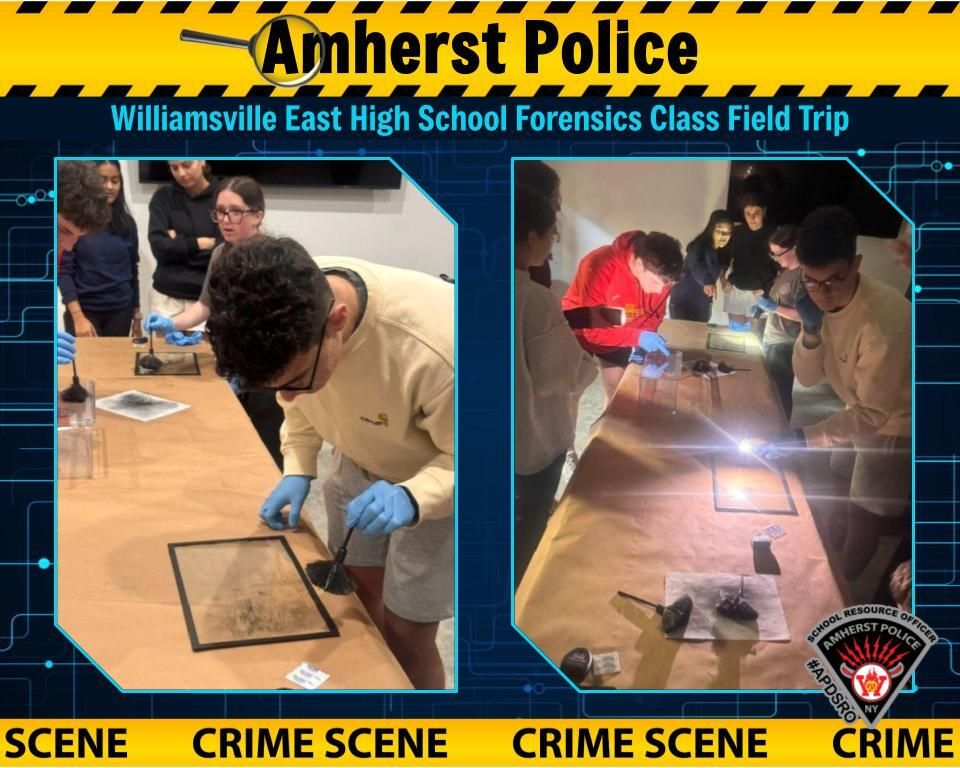 amherstpoliceny's tweet image. [AMHERST POLICE, NY] -- Williamsville East High School Forensics Class Field Trip.

#AmherstPoliceNY #APDSRO