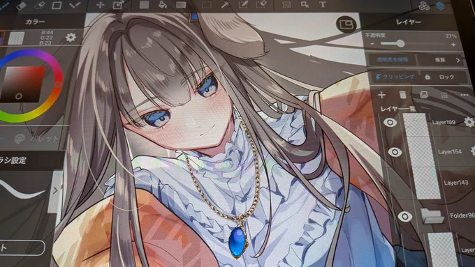 今日のSkeb wip 人物の残りは、後ろ髪と色味調整&表情差分です〜 明日か明後日には納品出来るように頑張ります