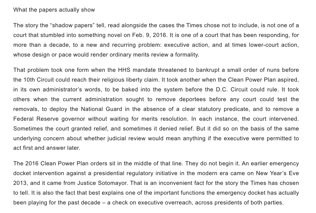 Exactly! Emergency Docket is a good and necessary tool to stop an encroacing Executive branch. Sad to to see the Roberts hate on my timeline.