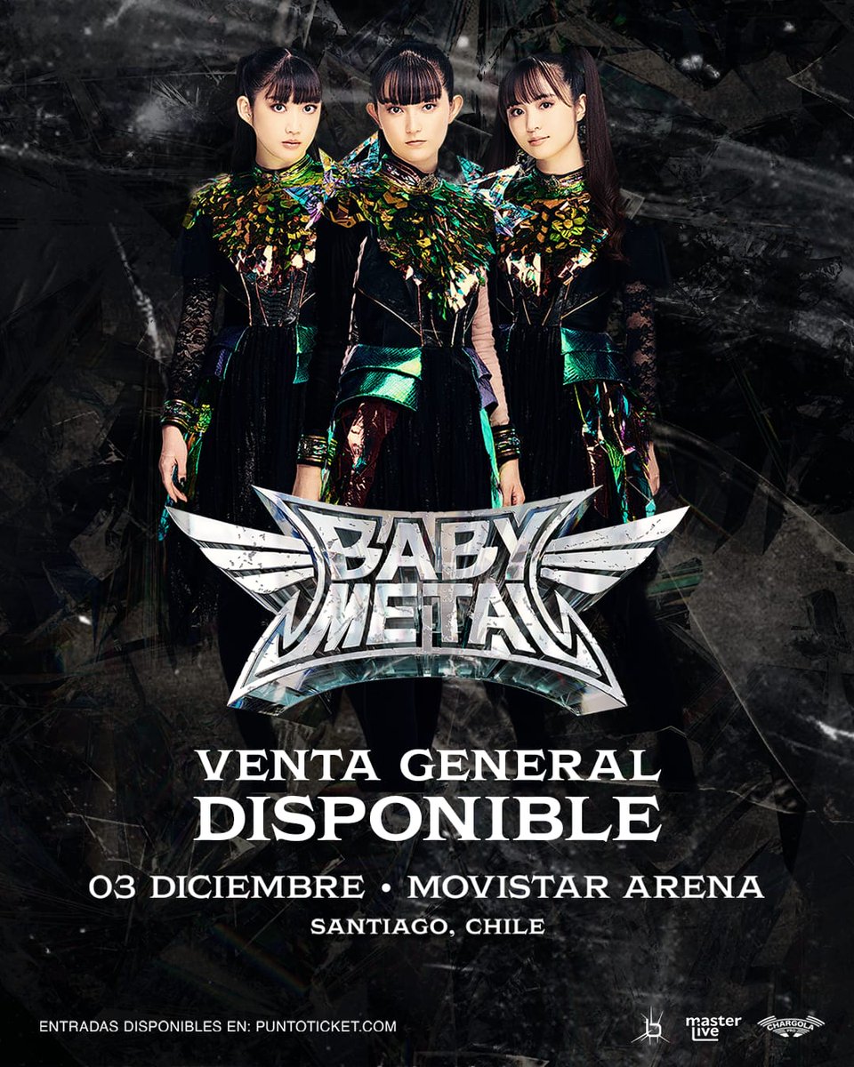 rockaxisoficial's tweet photo. 📣 ¡COMIENZA LA VENTA GENERAL! 📣

@BABYMETAL_JAPAN vuelve con todo presentando su nuevo disco “METAL FORTH”, en un show de alto impacto donde Su Metal, Moa Metal y Momo Metal repasarán sus mayores éxitos junto a la potente Kami Band 🤘🔥

📅 03 de diciembre
📍 Movistar Arena

🎟 Venta general ya disponible en @puntoticket (Enlace directo en nuestro link in bio! 👆)

@ChargolaPro