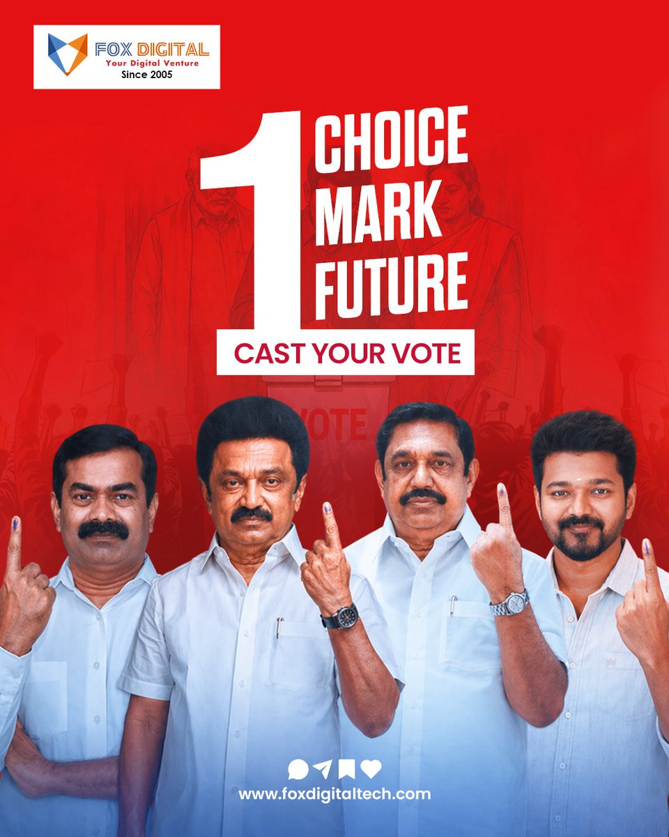 foxdigitaltech's tweet photo. 🗳️Your Vote. Your Voice. Your Future.

Every vote matters,and every choice shapes tomorrow.

👉Vote wisely.

Follow @foxdigitaltech 

#Election2026 #VoteForChange #YourVoteMatters #DemocracyInAction #IndianElections #CivicDuty #ResponsibleVoting #FutureOfIndia #ElectionAwareness https://t.co/4y1bdydhHY