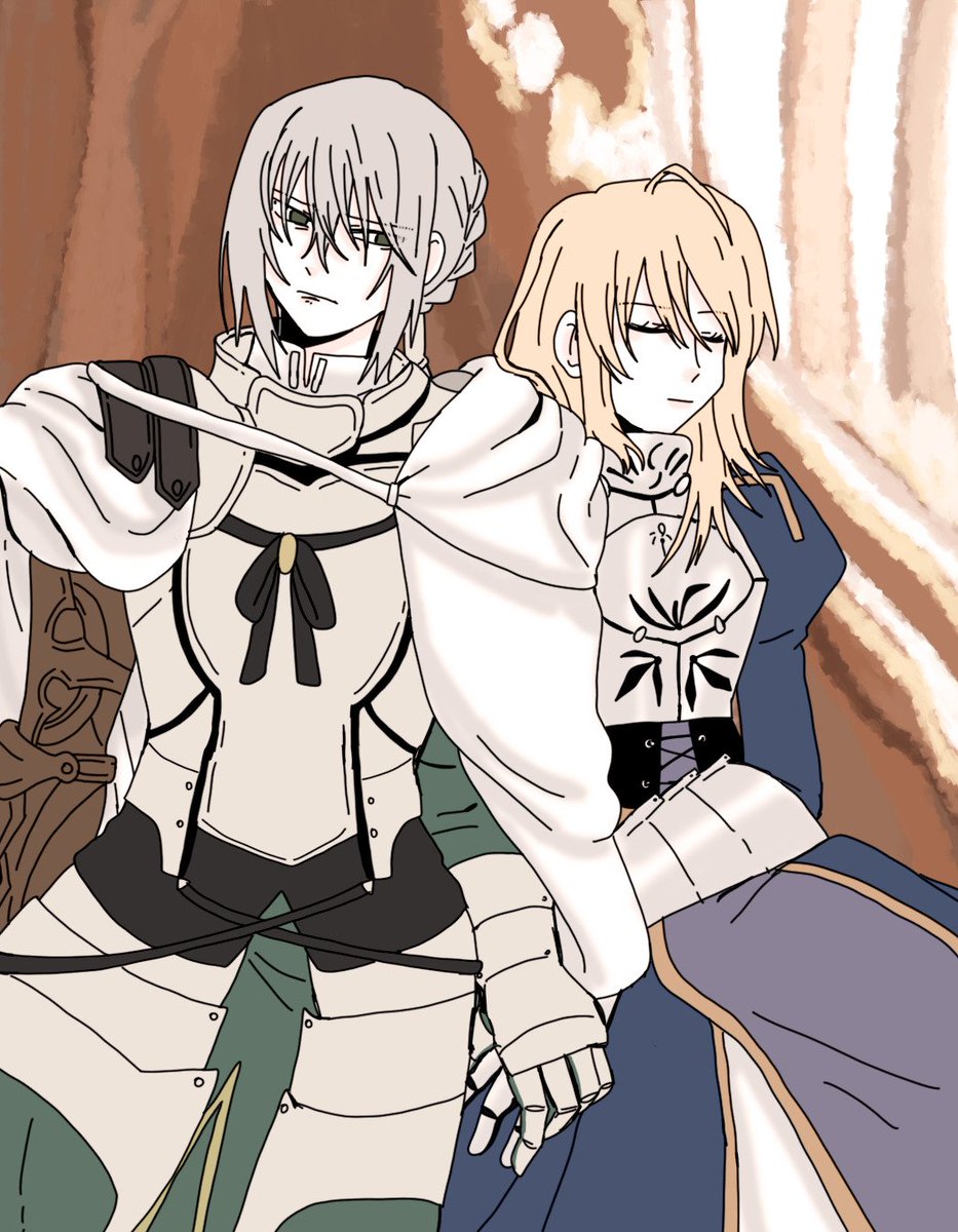 Lyosphe1's tweet image. A king and her most loyal knight during her final moment #FGO #FateSeries
