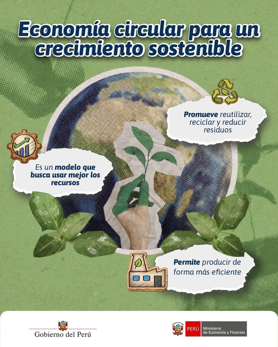 MEF_Peru's tweet image. 🌎 Hoy, en el #DíaDeLaTierra, hablamos de #EconomíaCircular.
Un modelo que promueve usar mejor los recursos, reducir residuos y generar crecimiento de manera sostenible.
Cuidar el planeta también es parte de construir un mejor futuro para todos.