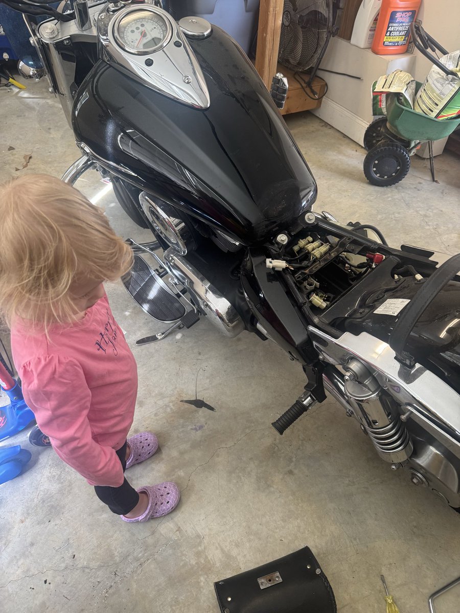 MayeDayMayDayy's tweet photo. Too sick for school, not sick enough to sit still… sooo we’re just gonna work on the bike 😵‍💫 #sickday https://t.co/S5cgzF0Fk2