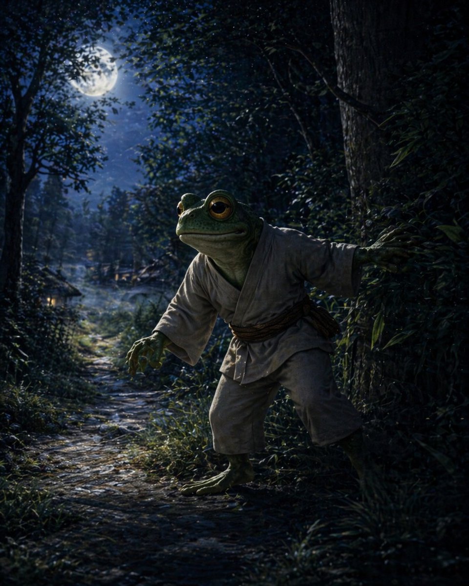 One foot stayed in the moonlight. One hand touched the dark. En