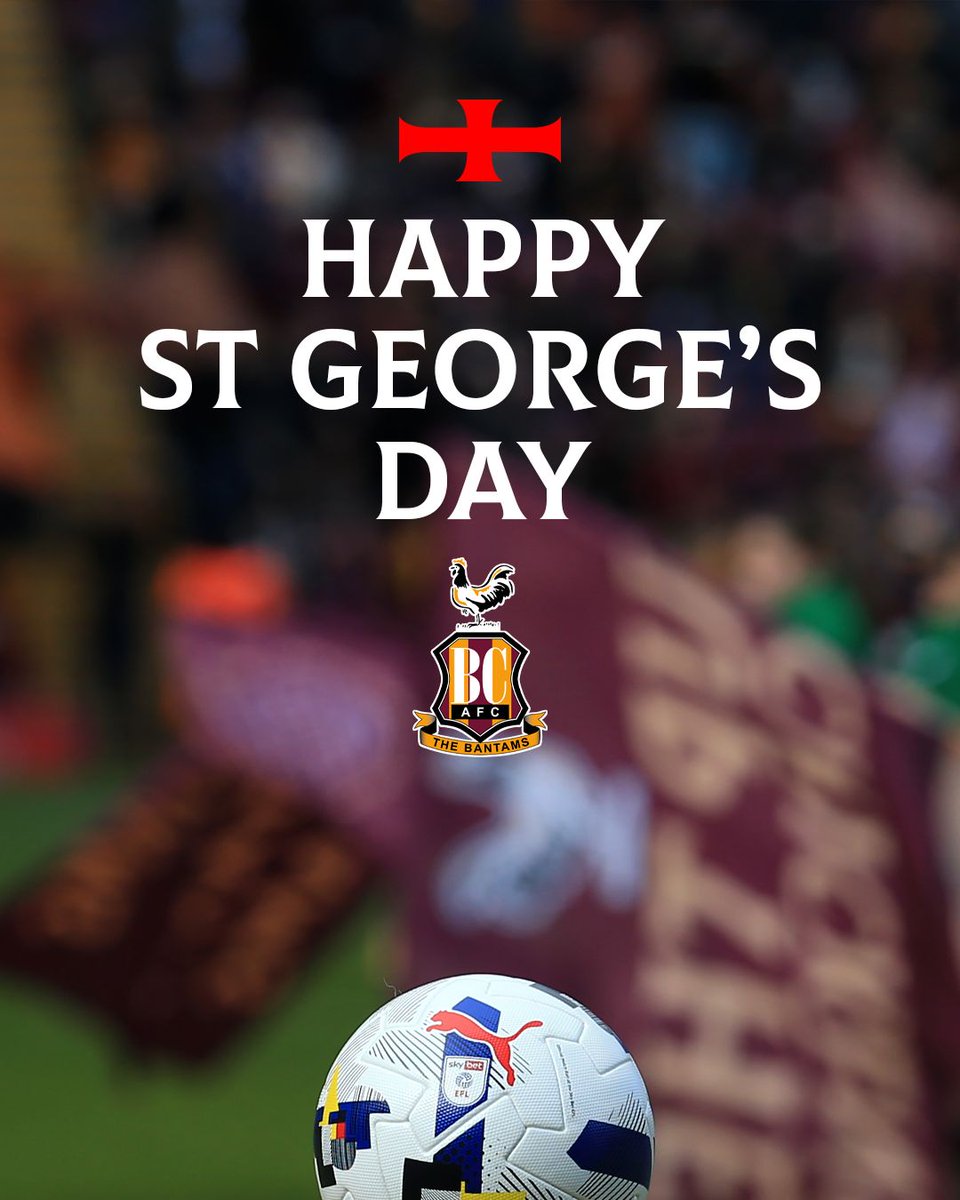officialbantams's tweet image. Happy St George’s Day to everyone celebrating. 🏴󠁧󠁢󠁥󠁮󠁧󠁿

#BCAFC