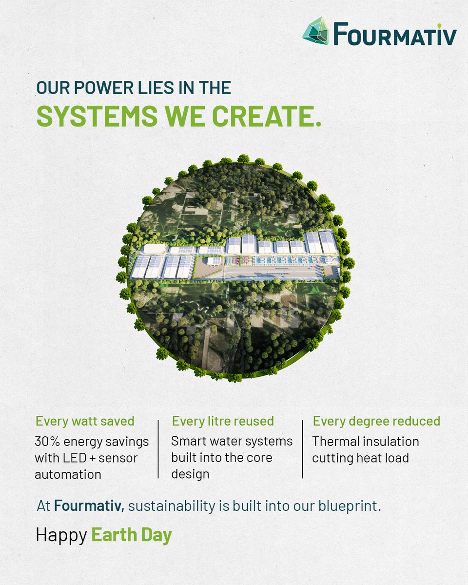 Fourmativ's tweet image. Better outcomes start with better systems. 

At Fourmativ, our assets are developed with environmental considerations baked into core decisions. 

This Earth Day, we’re reminded that meaningful impact comes from well-engineered choices made early.

#EarthDay #SustainableDesign