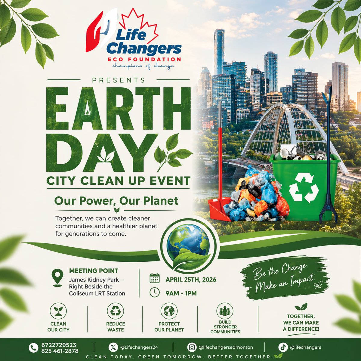 Lifechangers24's tweet photo. Join us this Earth Day as we come together to clean, protect, and uplift our city.Small actions create big change. #MegaTrashBash #EarthDay #LifeChangersEcoFoundation https://t.co/0WE2RJIZRP