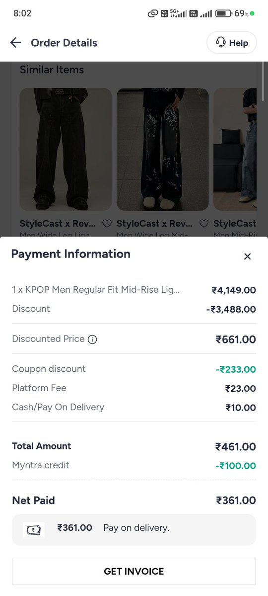4nmxl's tweet image. @myntra kept my order for 1 MONTH and then cancelled it.

I Ordered jeans on 29 March during some sale under ₹400). Delivery delayed till 21 April, now CANCELLED. Same product now at ₹ 1400+.

Needed it for 29 April event. Unacceptable.Expect resolution or compensation.#Myntra