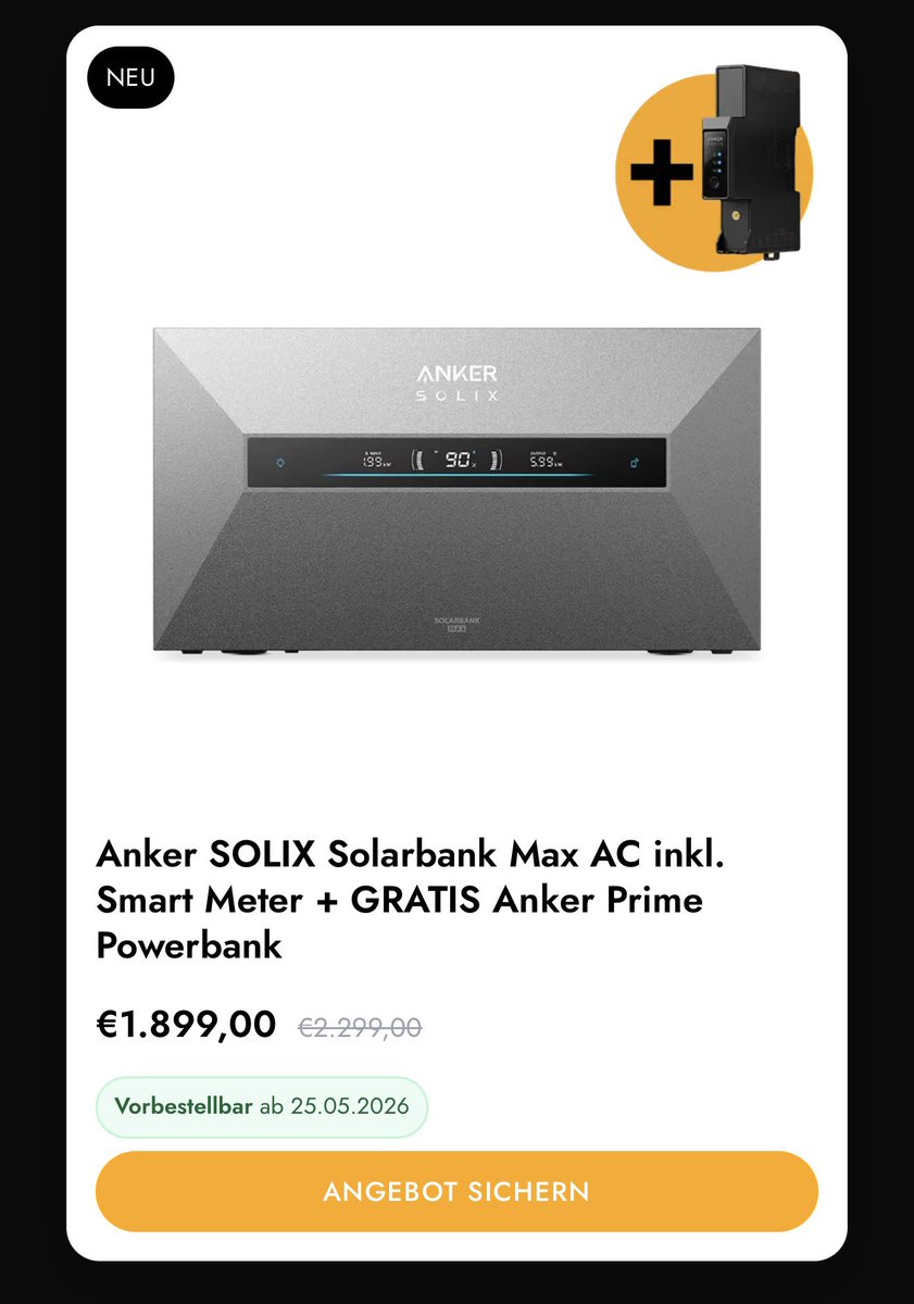 schaaf_stefan's tweet image. Der Sax Power Speicher ist dank Multi-Level echt super und Sieger der htw-Speicherinspektion, aber ob das reicht um gegen die Chinesen zu bestehen? Anker mit der Solarbank Max AC mit guter App und Notstrom inklusive. Kostet die Hälfte. #PV @VQuaschning