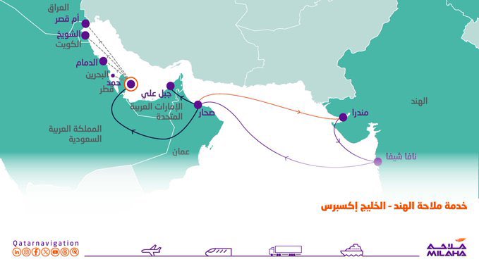 Hassan_alsai's tweet photo. ملاحة : 

تعلن عن تحديث خدمة ملاحة الهند - الخليج إكسبرس، 
بما يعزز الربط بين .. 
الهند وصحار وقطر وشبكة دول مجلس التعاون الخليجي https://t.co/MfO6TxkEKL