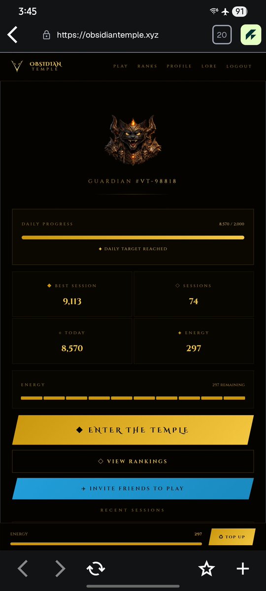 CryptoSalin_'s tweet image. Defending the Gate 🜂
Just reached 8,570 score in Vanta Temple 🔥
Grinding daily and climbing higher!
#VantaTemple #Web3Gaming