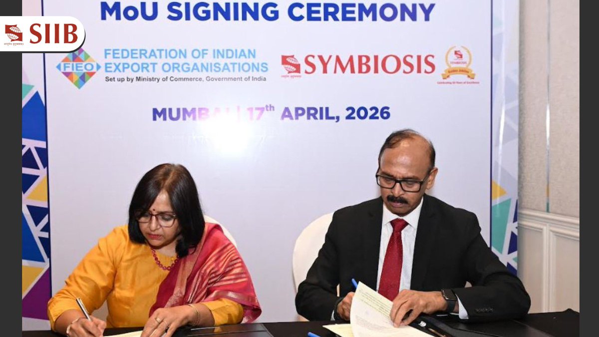 SIIBTweets's tweet photo. SIIB, Pune has signed an MoU with the Federation of Indian Export Organisations (FIEO), fostering academia-industry collaboration &amp; expanding students’ exposure to international business and trade.

@symbiosistweets 

#SIIB #MBA #Pune https://t.co/8YufzLnf0L