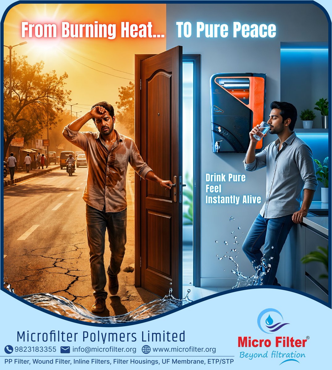 MicroFilterX's tweet photo. Step out of the scorching heat and into pure, refreshing comfort
With Micro Filter, every sip feels like a clean, cool, and revitalizing.
📞 9823183355 | 🌐 https://t.co/MrMzkVewbD
#StayHydrated #PureWater #MicroFilter #SummerRelief #HealthyLiving https://t.co/mUoUrwTNjP