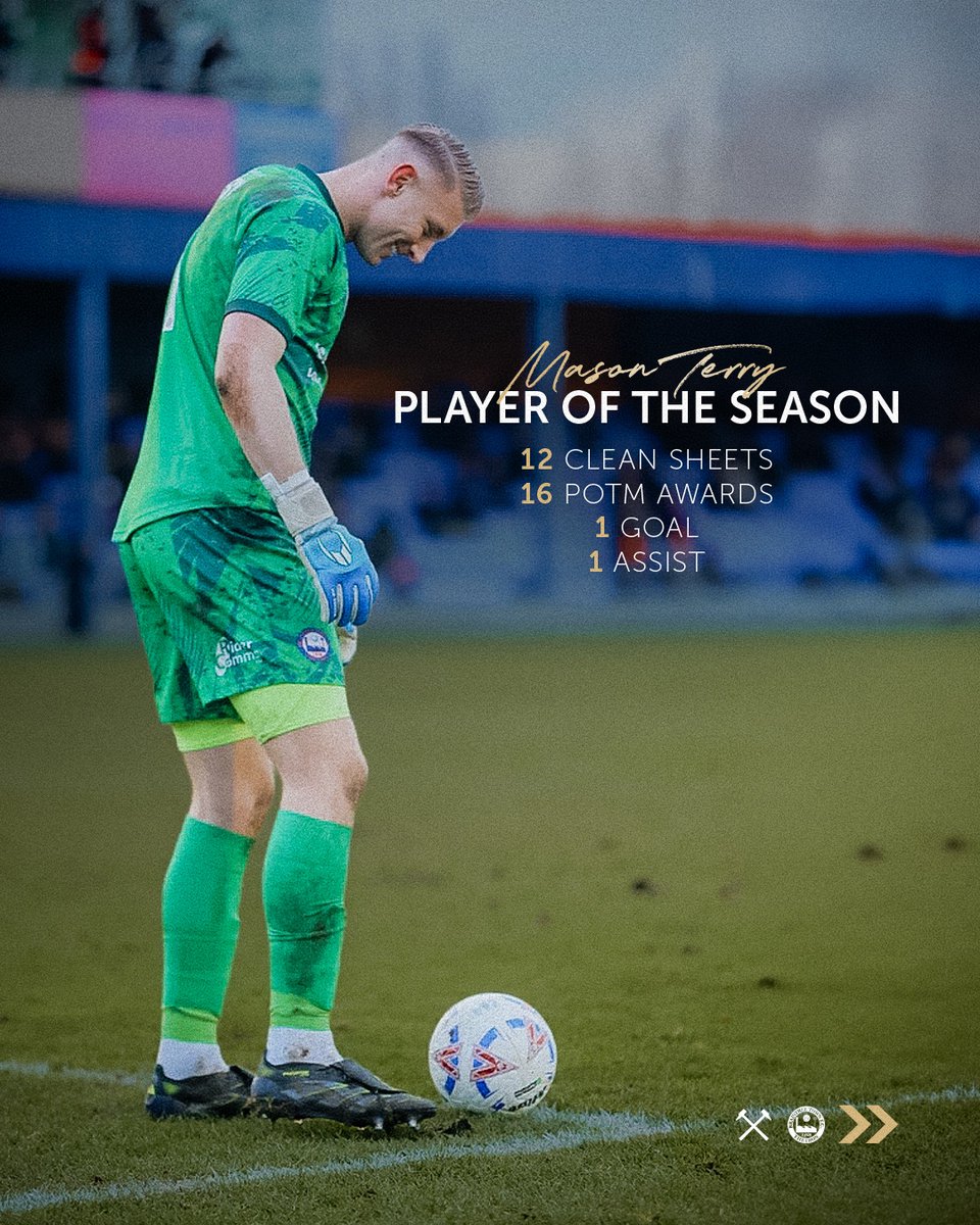WestHam's tweet photo. Young goalkeeper Mason Terry wins his third Player of the Season award in a row 🏅