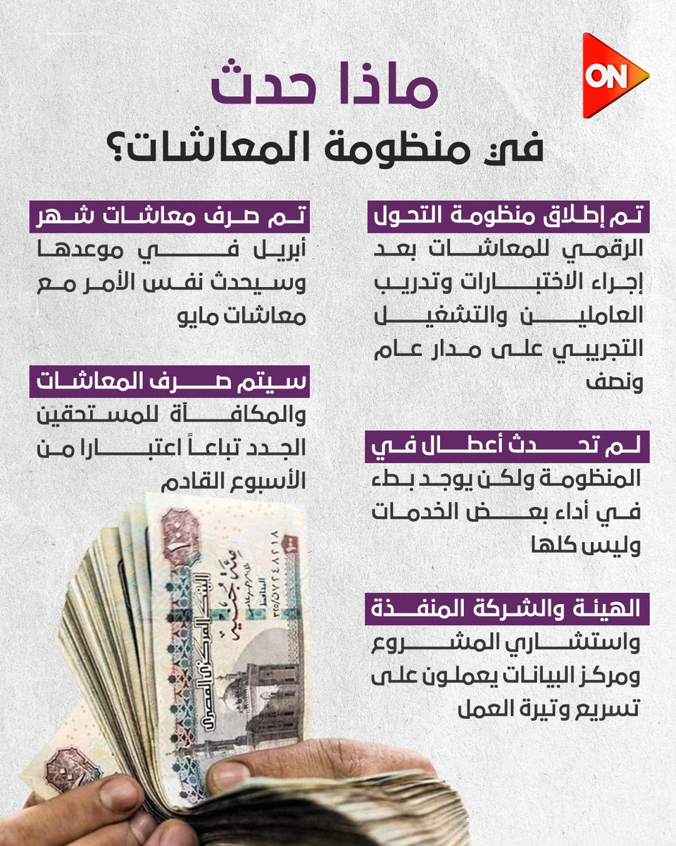 ONTVEgy's tweet image. ماذا حدث في منظومة المعاشات؟
#ON