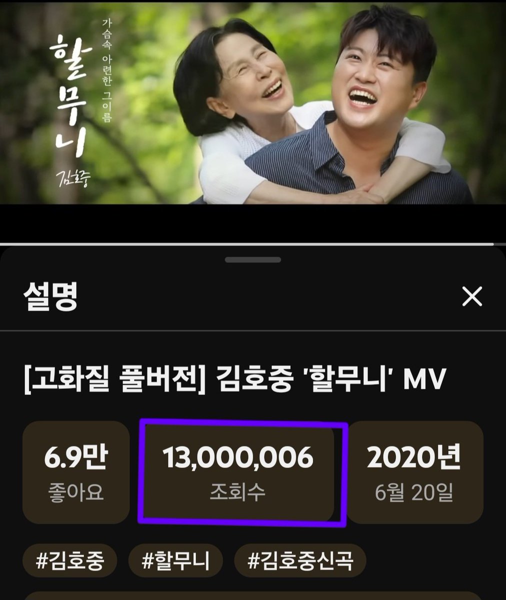 마음을 움직이는 노래로 
심금을 울리는 김호중
할무니 MV 1300만뷰 달성 축하해🎉
#김호중_할무니_1300만뷰
#김호중_국민효도송
#김호중 #KIMHOJOONG
#TVAROTTI
#김호중공식팬카페_트바로티​
🌐김호중 공식채널🌐
youtu.be/K0L1L-fmqGI