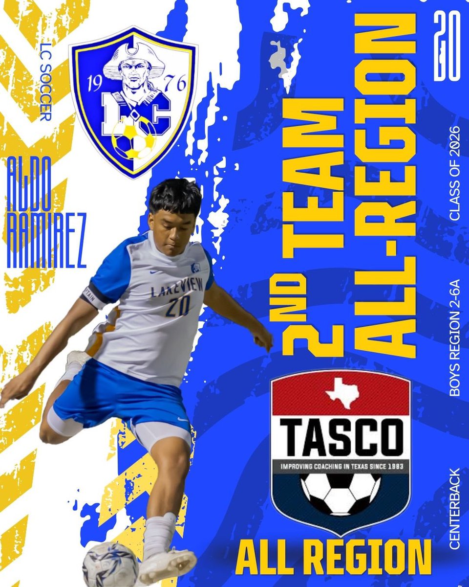 LsoccerC's tweet photo. ⚽️2026 TASCO AWARDS⚽️

Boys Region 2-6A:
All-Region 2nd Team

#20 Aldo Ramirez 🚫

Class of 2026
#WeAreLC #HTT #PatriotPride #PatriotGrit https://t.co/sAskFPx8kD