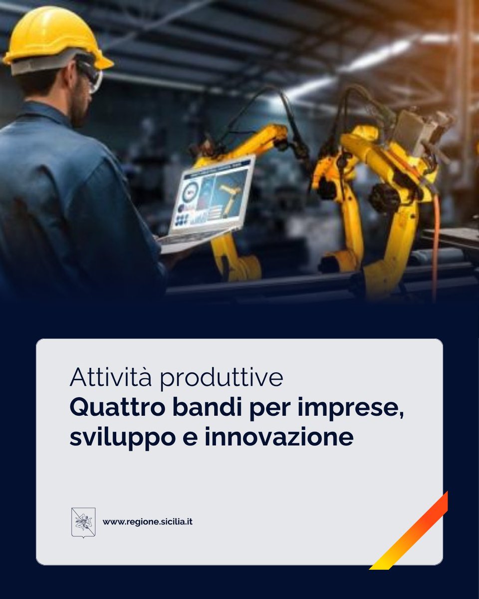 Regione_Sicilia's tweet image. 🏭 Saranno presentati giovedì 23 aprile alle 15, nella sala Libero Grassi degli uffici regionali di via degli Emiri 35 a #Palermo, 4 nuovi bandi destinati a sostenere lo sviluppo economico e l’imprenditorialità in #Sicilia.

Leggi 🔗 regione.sicilia.it/la-regione-inf…

#RegioneSiciliana