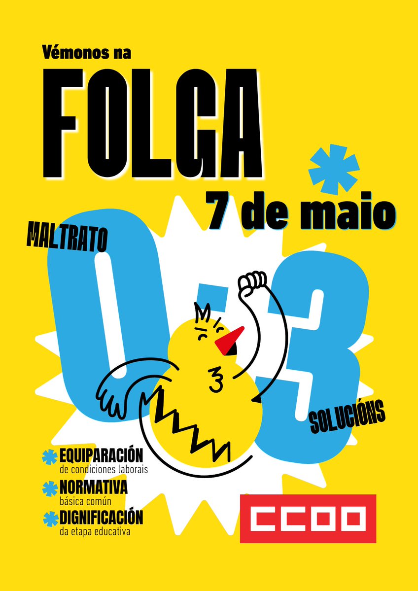🟥 A patronal ten cero interese en negociar coas traballadoras do 0-3 🐣

Hoxe fomos ao SIMA, paso obrigatorio antes da folga do 7 de maio.

E que fixeron? 👉 Non presentarse.

Pero témolo igual de claro:

✨ VAN TER QUE ESCOITARNOS NA FOLGA
📅 7 de maio
📍 En todas partes