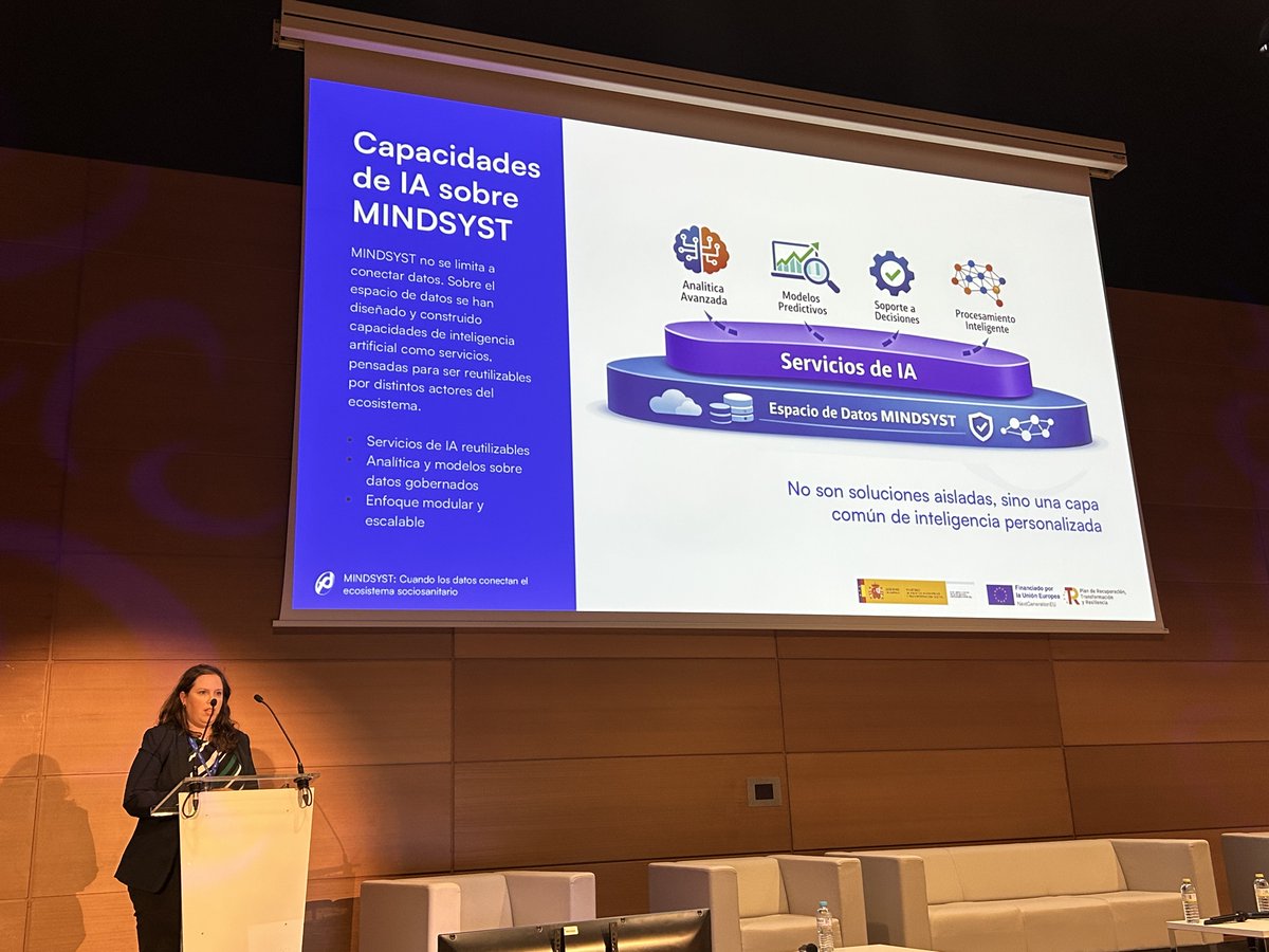 FutureSpaceES's tweet photo. Día 2️⃣ en la II Cumbre de la Economía del Dato (@GaiaX_Spain), compartiendo la evolución de los #Espaciosdedatos 🌐

Hoy hemos presentado #Mindsyst, una plataforma para llevar estas capacidades a entornos reales y poner el foco en generar valor a través de casos de uso con #IA 🚀 https://t.co/27gjmPiGEX