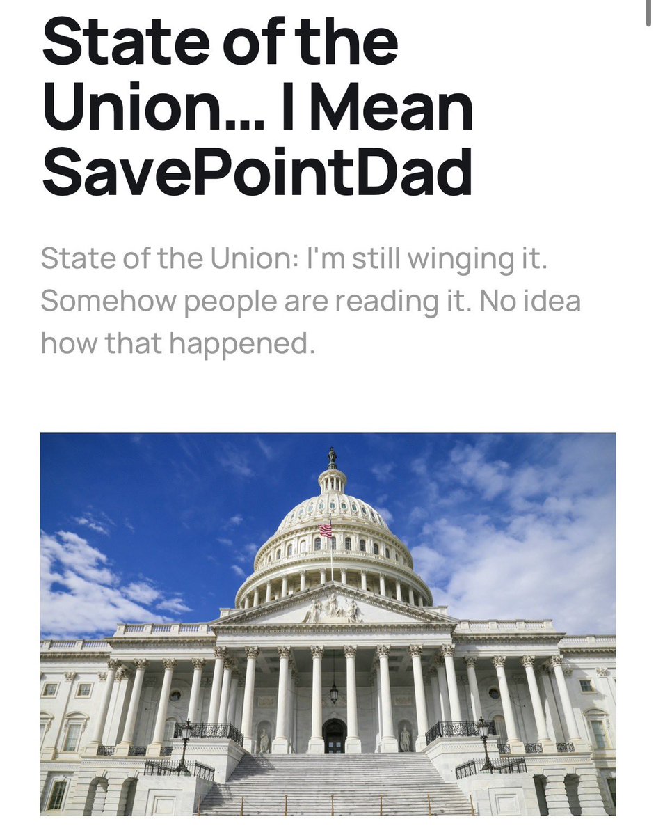 TRUSavePointDad's tweet image. State of the Union:

7,000 of you are watching this…
and I still don’t have a plan.

Feels like a problem.

👉 Read the blog update + subscribe: link in bio

#SavePointDad #DadLife #BuildInPublic