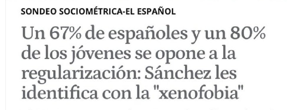 CarlosPazC2021's tweet photo. La regularización masiva de inmigrantes es otro clavo en el ataúd de España. Resulta insostenible y la mayoría de los españoles lo vemos de ese modo pero claro...los empresarios entienden que es una medida "necesaria". Estamos al borde del precipicio. https://t.co/343S9JWxaO