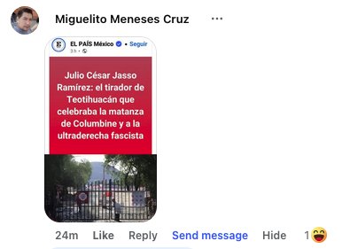 jclopezlee's tweet photo. @jeancarlopmag Tal vez ese hombre este equivocado, pero al menos se genera interacción, pues por ahora los militantes del partido oficial están difundiendo por todos partes que el tirador era "neonazi" sin que exista prueba alguna de ello. https://t.co/mzsv77Chxx