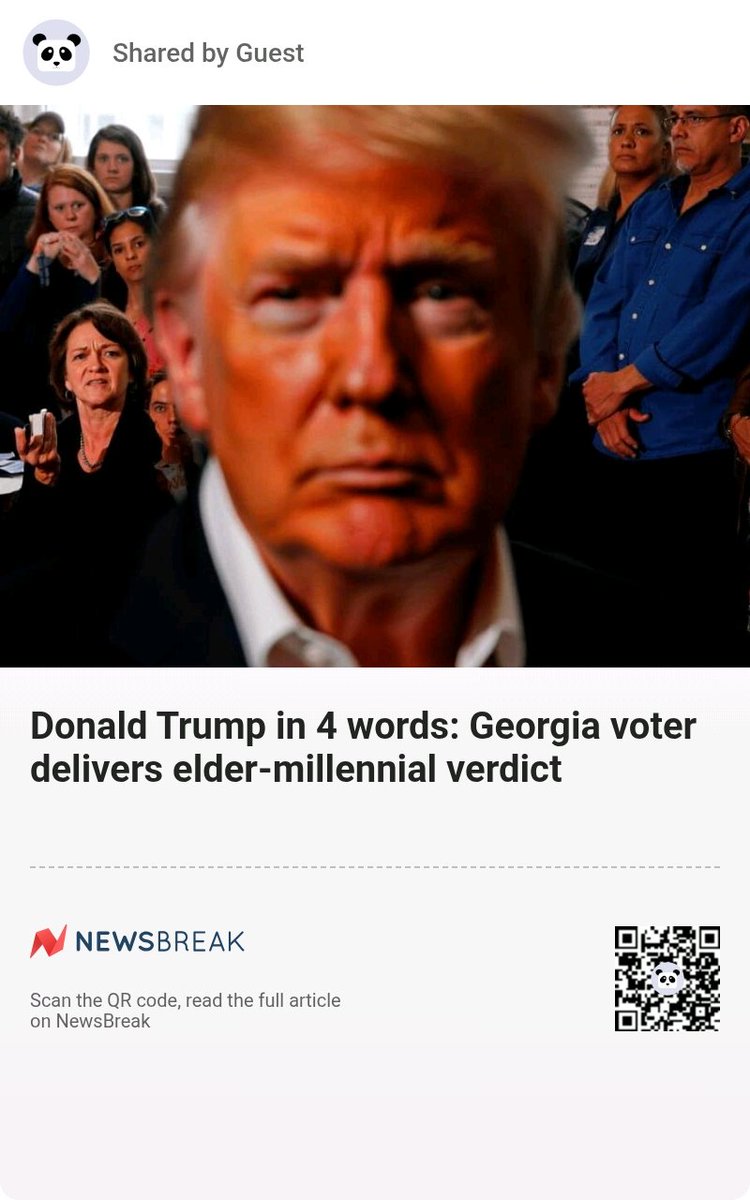 ALLREDToDoRoJo's tweet image. Donald Trump in 4 words: Georgia voter delivers elder-millennial verdict #DonaldTrump #Georgia #Commuting
share.newsbreak.com/i7iikbp5